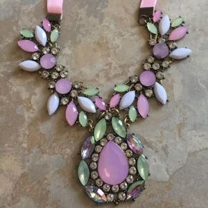 Green Pink Crystal Rhinestone Choker Necklace